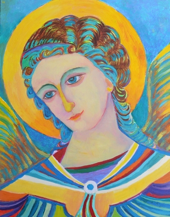 Ikona Święty Archanioł Gabriel ręcznie malowana Magdalena Walulik malarstwo sztalugowe