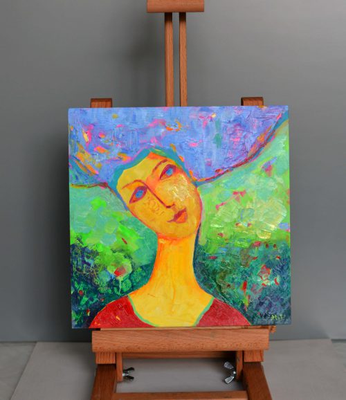 portret olejny kobieta mały obraz