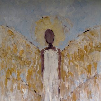 Duże anioły na ścianę Złoty anioł ręcznie malowany obraz olejny