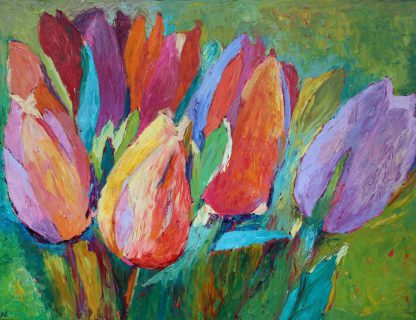 Malarstwo tulipany kolorowe kwiaty na płótnie