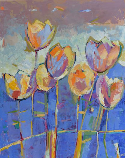 Kwiaty abstrakcyjne obraz tulipany nowoczesne malarstwo ręcznie malowany