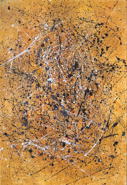 Obraz abstrakcyjny żółty Nowoczesna abstrakcja na ścianę w stylu Pollock