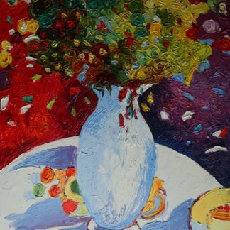 Obraz kwiaty w wazonie na płótnie ręcznie malowany