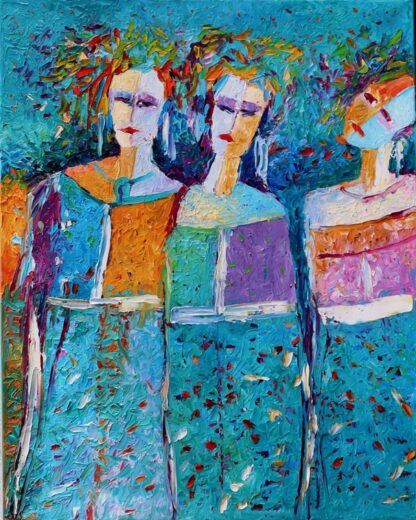 Trzy kobiety obraz olejny z postaciami